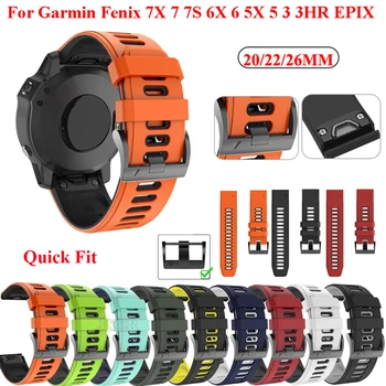 26 22mm Quickfit Watchband Garmin Fenix 7 7S 7X 6S 6X Pro 3HR EPIX Silikono Easyfit Riešo Juostos 