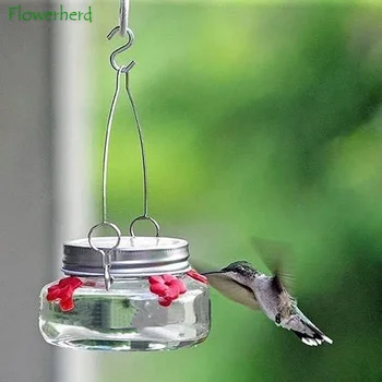 Mason Jar Hummingbird Feeder Plastikiniai Lauke Kabinti Nešiojamų Mason Jar Hummingbird Patiekalas Finansuojančiojo su 4 Prievadų Gėlių Šerti
