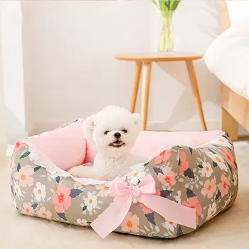 Naujas naminių kačių ir šunų kvadratinių lovos ir namus, Gėlių lankas princesė stilius Keturis sezonus Kačių kraikas smulkaus ir vidutinio šuo sofos šunų reikmenys
