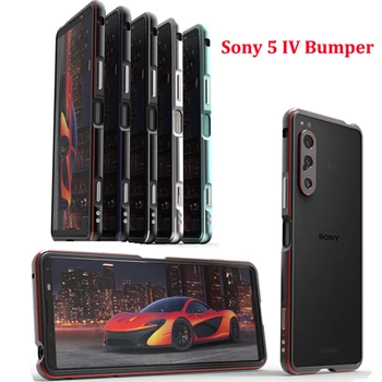 Sony Xperia 5 IV 5IV Bamperis Ultra Plonas Aliuminio Metalo Bamperis Padengti Atveju Sony Xperia 5IV su Metaliniu Kameros Lęšis Raštas