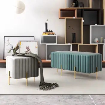 Šiaurės šalių šiuolaikinio minimalistinio dizainerio, kūrybinė asmenybė sofa batų keitimas išmatose madingas audinys kojų minkštų suolo