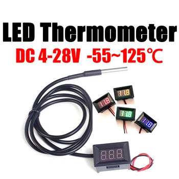 DC 12V 24V DS18b20 LED Skaitmeninis Termometras -55 ~+125 Laipsnių Celsijaus Temperatūros Matuoklis Stebėti Automobilių/Vandens/Oro/Indoor/Outdoor